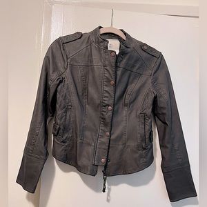 Vegan leather moto jacket - olive grey color - so cute